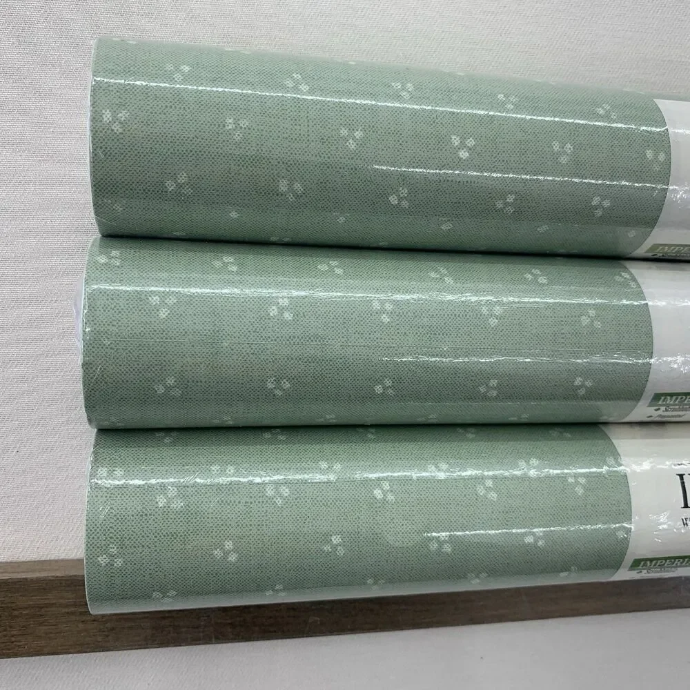 3 Count Imperial Wallcoverings Wallpaper Vintage Green, White Dots